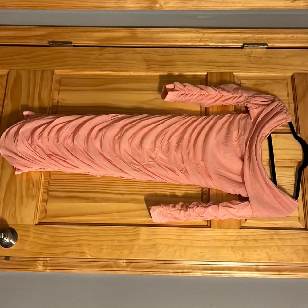Pink ruched long sleeve dress. NOT MATERNITY.